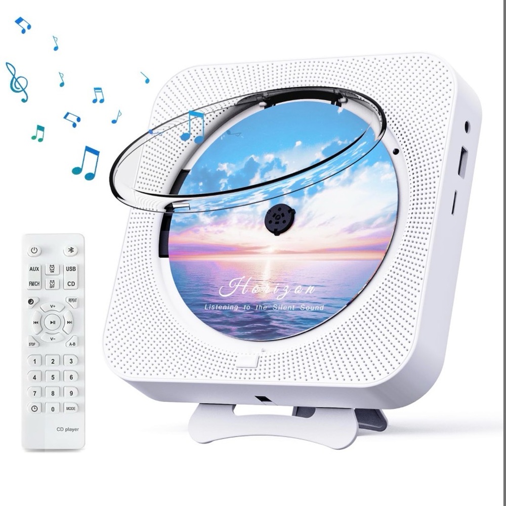 NEW Cd/radio/mp3 player, bluetooth, built-in speaker w/remote control White